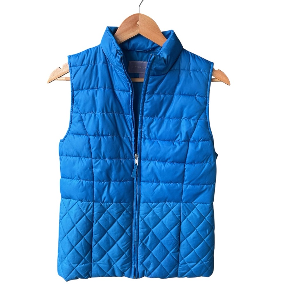 laura Scott Vest Jacket Quilted Vibrant Blue Preppy Outdoor Athleisure consign S